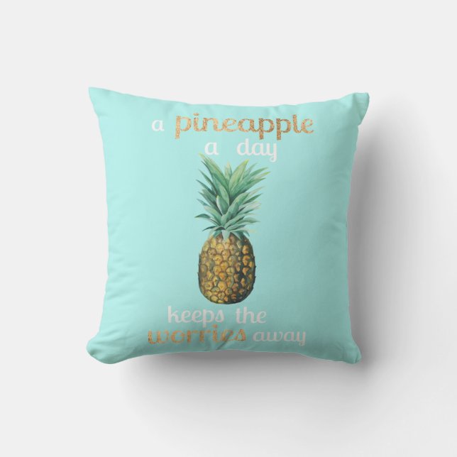 Pineapple Life Quote Throw Pillow (Front)