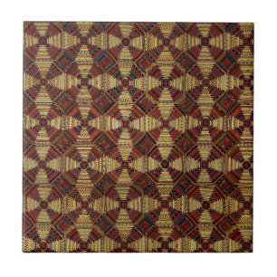 Pineapple Log Cabin Patchwork Design Ceramic Tile