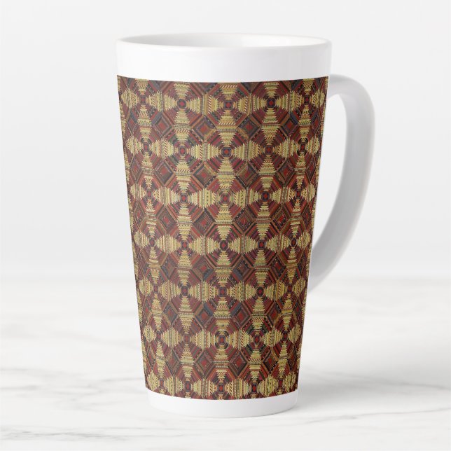 Pineapple Log Cabin Patchwork Design Latte Mug (Right Angle)