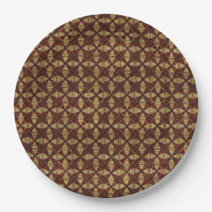 Pineapple Log Cabin Patchwork Design Paper Plates