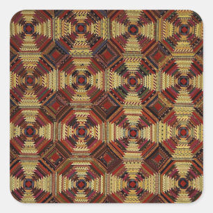 Pineapple Log Cabin Patchwork Design Square Sticker