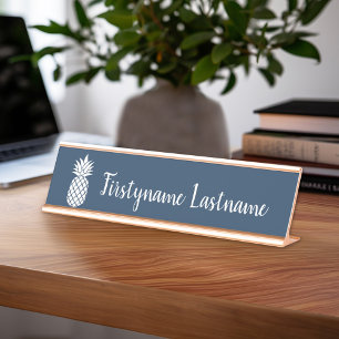 Pineapple Logo and Custom Script Name Desk Name Plate