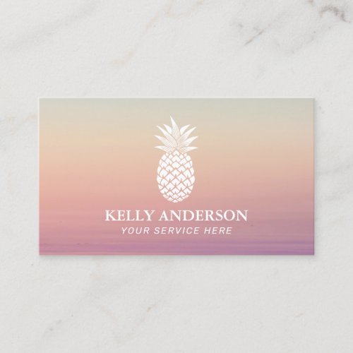 Pineapple Logo Elegant Pastel Ombre Business Card