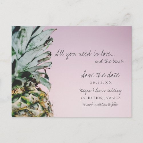 Pineapple Love and the Beach Wedding Save the Date Announcement Postcard