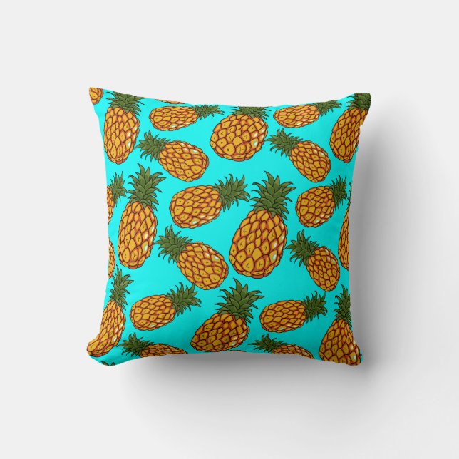 Pineapple Love Pattern - Tasty Tropical Exotic Throw Pillow (Front)