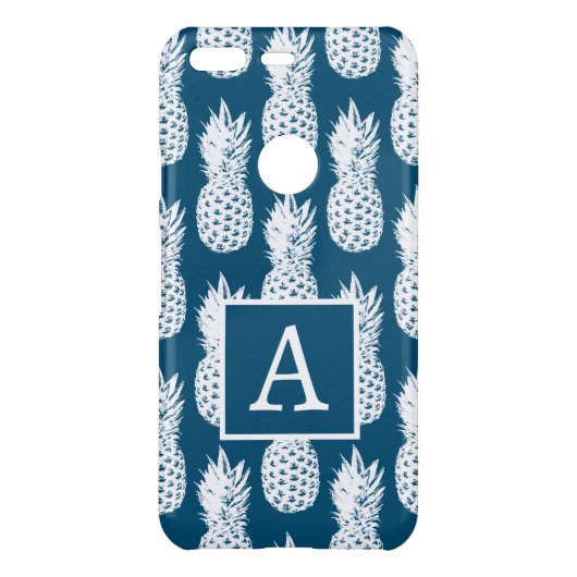 Pineapple lover custom monogram ananas pattern  un uncommon google pixel case (Back)