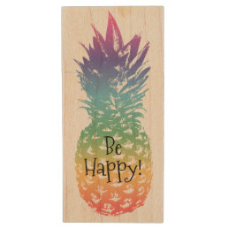 Pineapple lover gift colorful ananas design wood flash drive