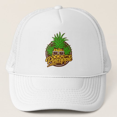 pineapple lover_pineapple wearing sunglasses trucker hat