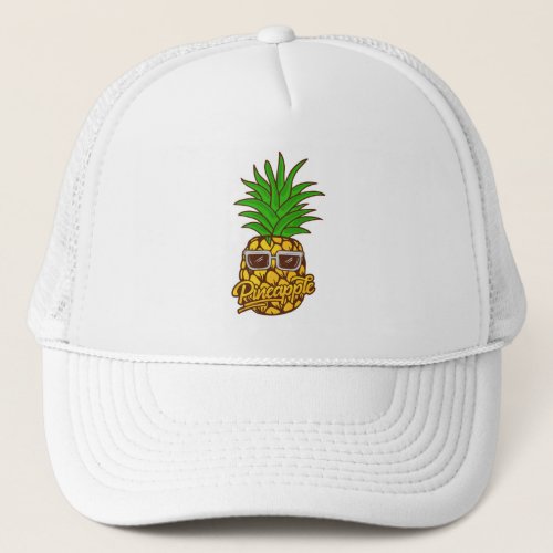 pineapple lover_pineapple wearing sunglasses trucker hat