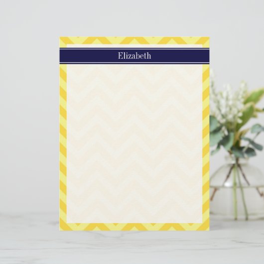 Pineapple Lt Yellow LG Chevron Navy Name Monogram (Standing Front)