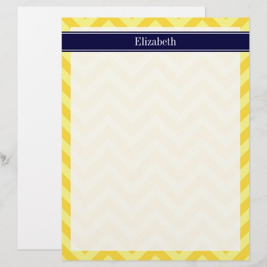 Pineapple Lt Yellow LG Chevron Navy Name Monogram (Front/Back)