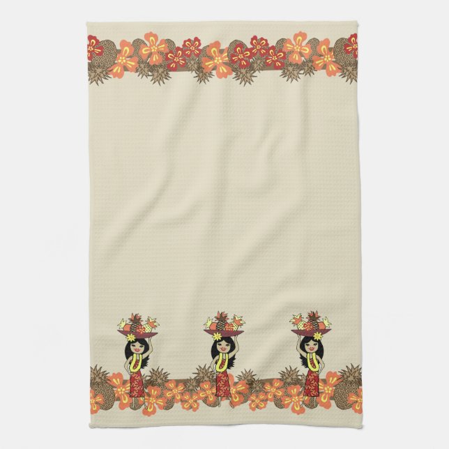 Pineapple Luau Band Hawaiian Kitchen Towel (Vertical)