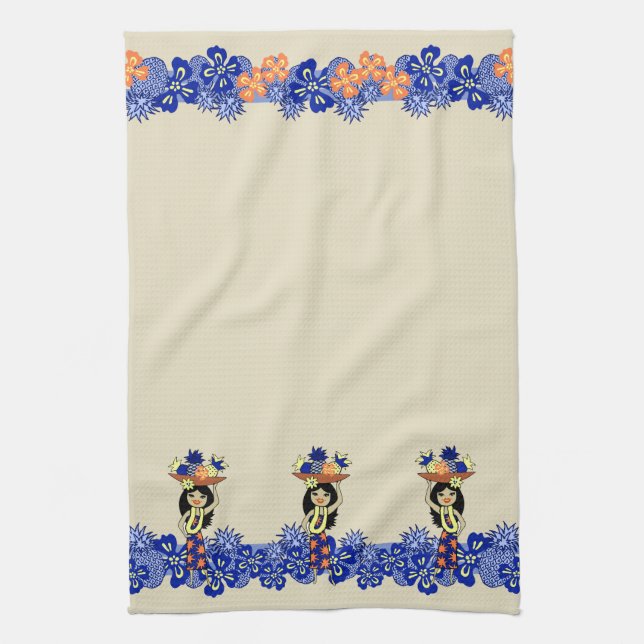 Pineapple Luau Band Hawaiian Kitchen Towel (Vertical)