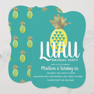 Pineapple LUAU Birthday Party Any Age Invitation