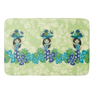 Pineapple Luau Hawaiian Hula Girl Bath Mat