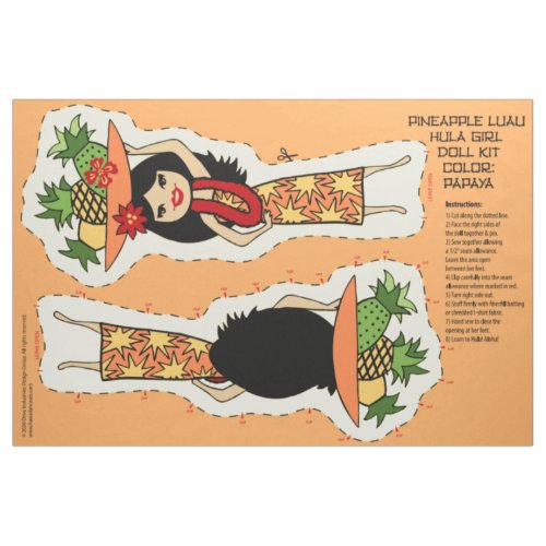 Pineapple Luau Hawaiian Hula Girl Doll Kit _Papaya Fabric