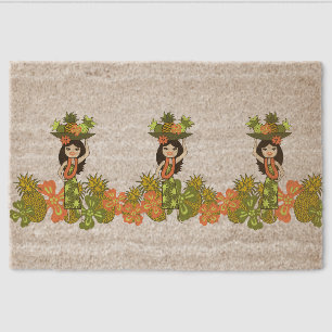 Pineapple Luau Hawaiian Hula Girl Fiber Doormat