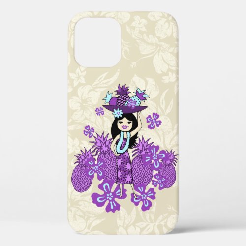 Pineapple Luau Hawaiian Hula Girl Violet iPhone 12 Pro Case