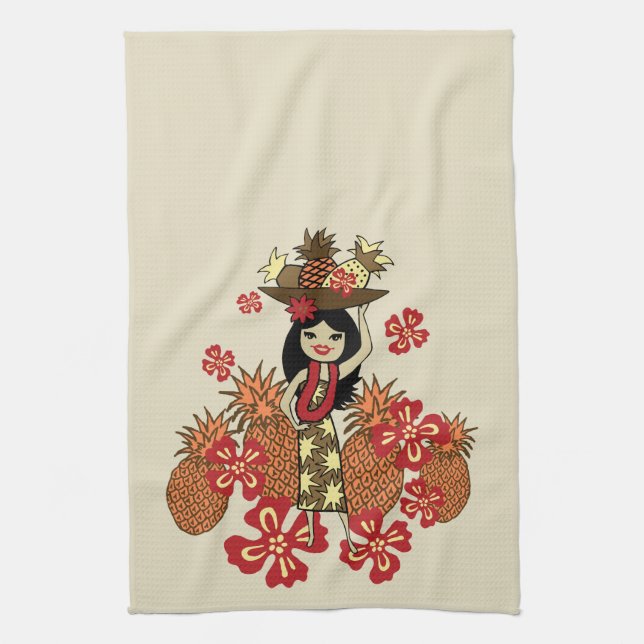 Pineapple Luau Hawaiian Kitchen Towel (Vertical)