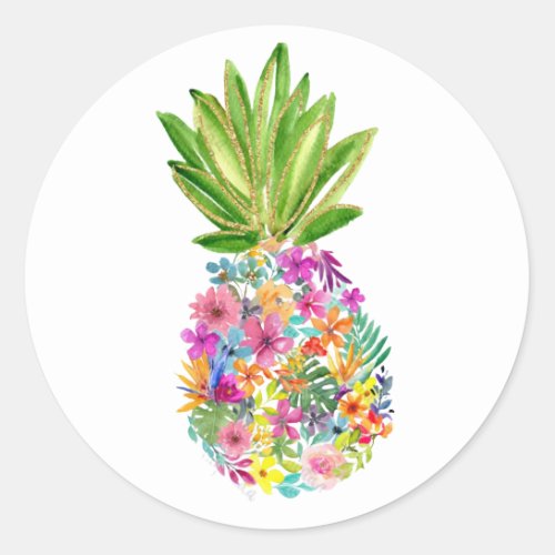 Pineapple Luau Pineapple Birthday Hula Classic Round Sticker