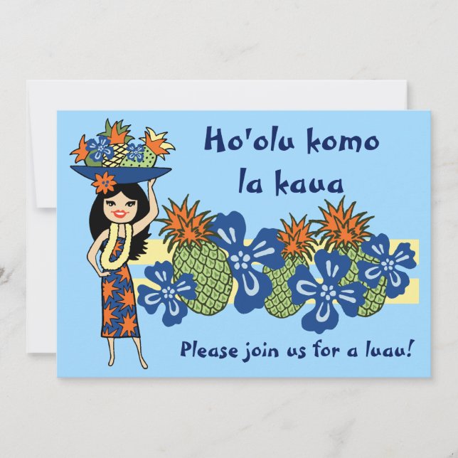 Pineapple Luau Tropical Invitations (Front)