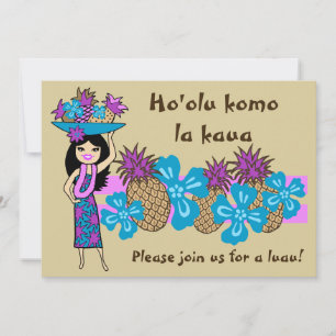 Pineapple Luau Tropical Invitations