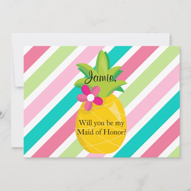 Pineapple Maid of Honor Proposal Invitation (Front)