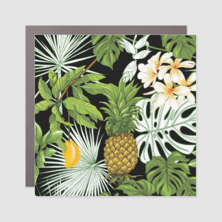 Pineapple Mango: Black Vintage Illustration. Car Magnet
