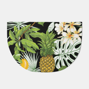 Pineapple Mango: Black Vintage Illustration. Doormat