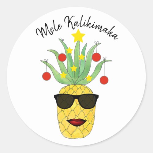 Pineapple Mele Kalikimaka Classic Round Sticker