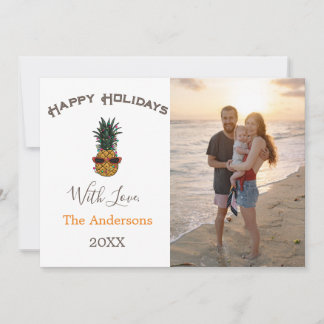 Pineapple Merry Christmas Beach Photo Holiday Card