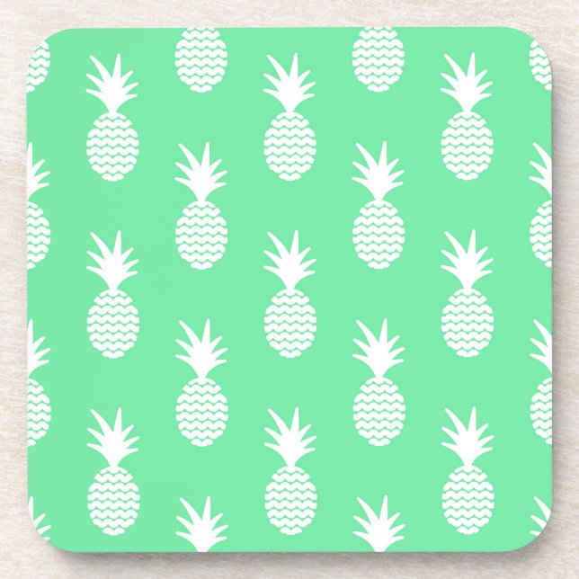 Pineapple Mint Pattern Drink Coaster (Front)