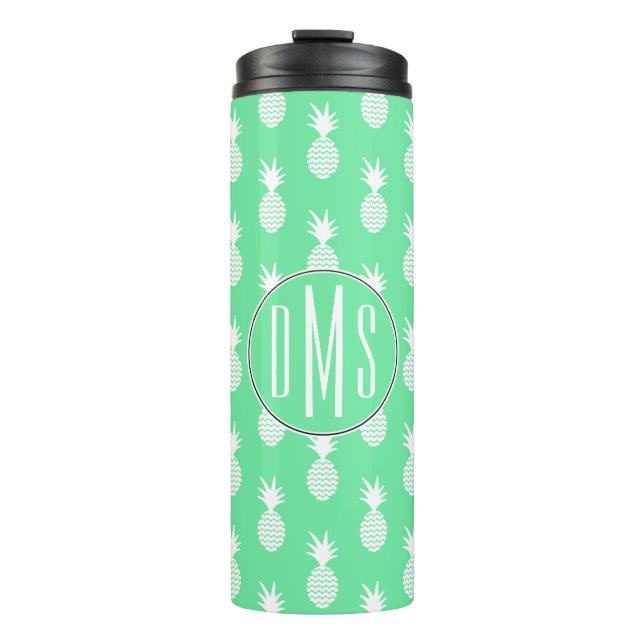 Pineapple Mint Pattern | Monogram Thermal Tumbler (Front)