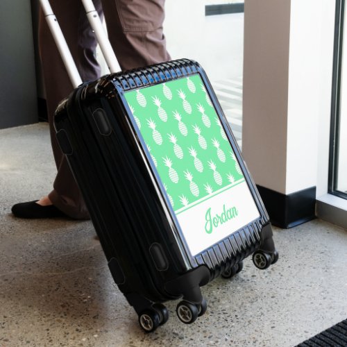 Pineapple Mint Pattern  Personalize Luggage