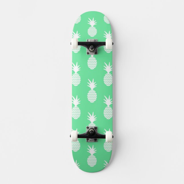 Pineapple Mint Pattern Skateboard Deck (Front)