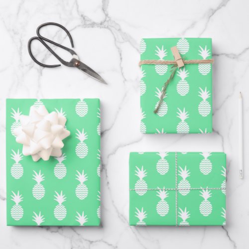 Pineapple Mint Pattern Wrapping Paper Sheets