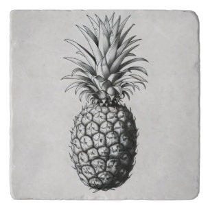 Pineapple Monochromatic Sketch Trivet