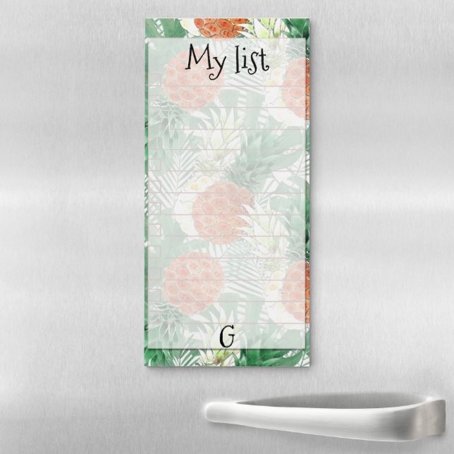 Pineapple ,monogram ,personalized ,tropical,fruit, magnetic notepad (In Situ)