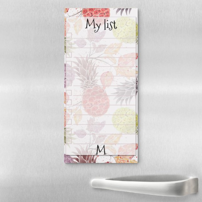 Pineapple ,monogram ,personalized ,tropical,fruit, magnetic notepad (In Situ)
