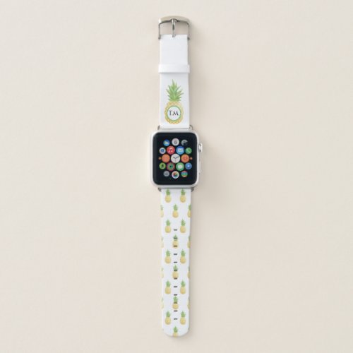 Pineapple Monogram Yellow and Green Apple Watch Band