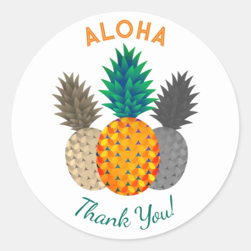 Pineapple Motif Aloha Round Stickers