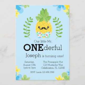 Pineapple Mr. Onederful First Birthday Invitation
