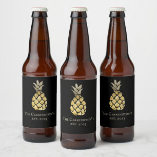 Pineapple Name Watercolor Stencil Personalized Beer Bottle Label