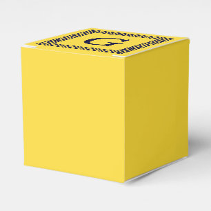 Pineapple, Navy Blue Greek Key #1 Framed Monogram Favor Boxes