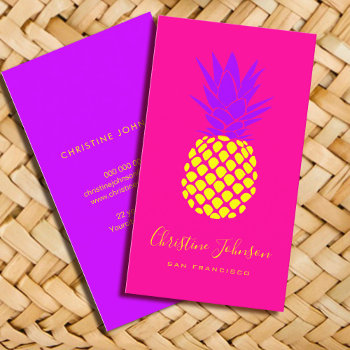 Pineapple Neon Colors Business Card by amoredesign at Zazzle
