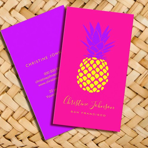 pineapple neon colors business card