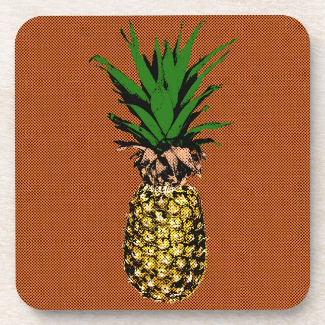 Pineapple Newsprint Beverage Coaster (Front)
