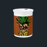 Pineapple Newsprint Beverage Pitcher<br><div class="desc">The image of a pineapple with newsprint effect.
Original design.</div>