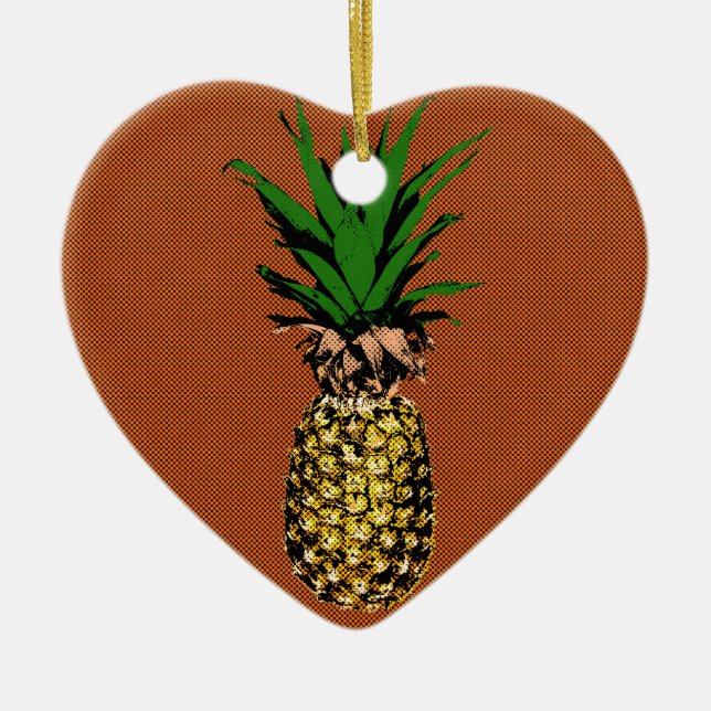 Pineapple Newsprint Ceramic Ornament (Front)