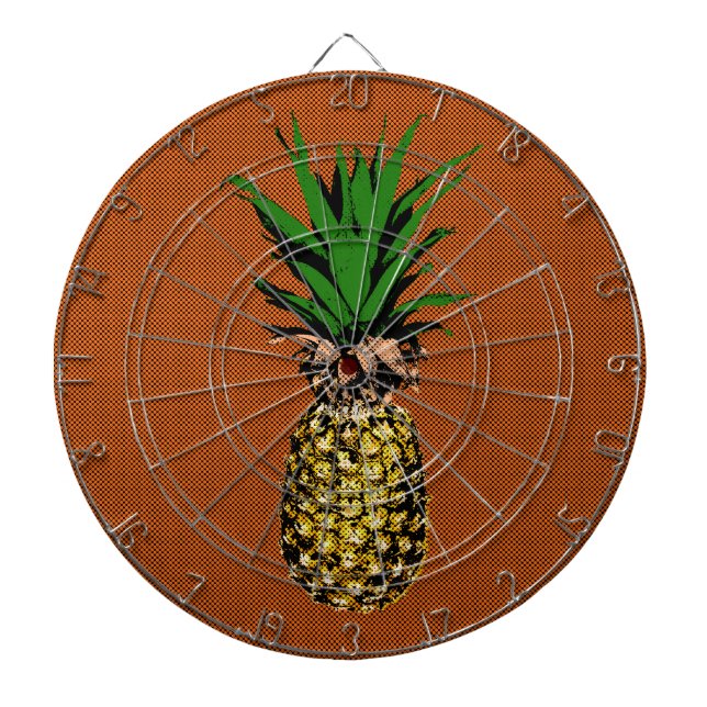 Pineapple Newsprint Dart Board (Front)